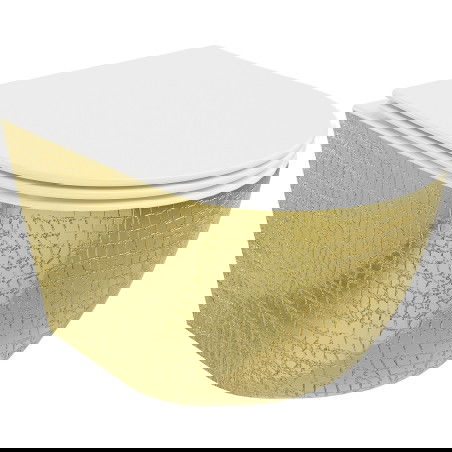 Mexen Lena Rimlos WC-Schëssel mat slimm lues-fallender Sëtz, Duroplast, wäiss/golden Schpailungsmuster - 30224008