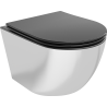 Mexen Lena cuvette WC Rimless avec abattant slim à fermeture douce, duroplast, noir mat/argent - 30224074