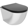 Mexen Lena wc-pot Rimless met langzaam dalend slim deksel, duroplast, zwarte mat/zilver - 30224074