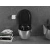 Mexen Lena Cuvette WC sans rebord avec abattant slim à descente progressive, duroplast, noir mat/argenté - 30224074