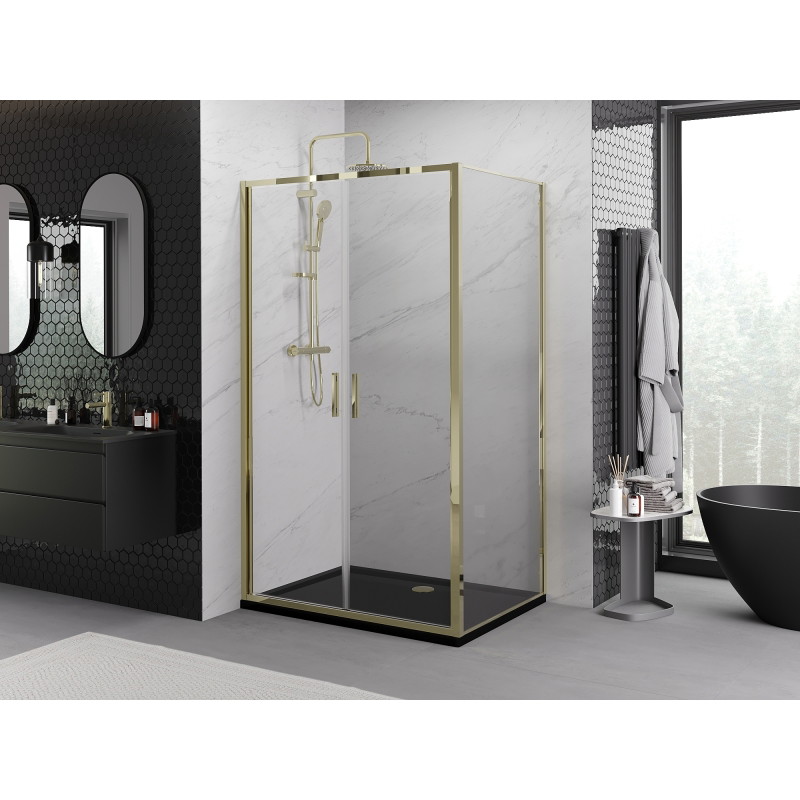 Mexen Exo-B Duo atverams duškabīne 90 x 110 cm, caurspīdīgs, zelta - 814-090-110-50-00