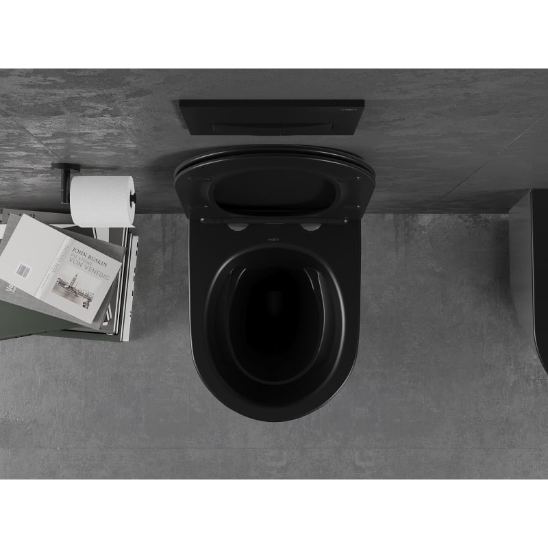 Mexen Lena WC školjka Rimless s slim, duroplast, crna mat/srebrna - 30224074