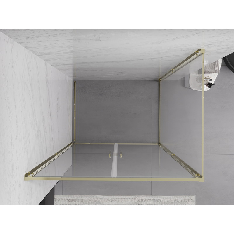 Mexen Exo-B Duo cabina de ducha abatible 70 x 120 cm, transparente, dorada - 814-070-120-50-00