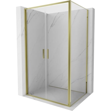 Mexen Exo-B Duo Nagibna tuš kabina 110 x 75 cm, prozorna, zlata - 814-110-075-50-00