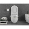 Mexen Lena inodoro sin reborde con asiento de cierre suave slim, duroplast, línea blanca/dorada - 30224005