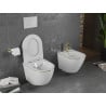 Mexen Lena wc-pott Rimless aeglaselt langeva slim-kaane, duroplast, valge/kuldse triibuga - 30224005