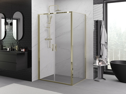Mexen Exo cabine de douche pivotante 110 x 100 cm, transparent, or - 814-110-100-50-00