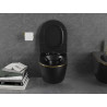 Mexen Lena taza de inodoro sin borde con asiento de cierre suave delgado, duroplast, negro mate/línea dorada - 30224075