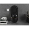 Mexen Lena WC-Schale Rimless mit softschließendem Slim-Sitz, Duroplast, schwarz matt/goldene Linie - 30224075