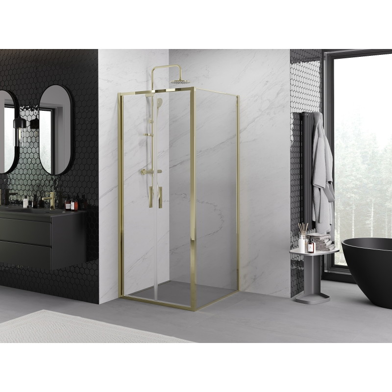 Mexen Exo-B Duo nihajna pršna kabina 120 x 120 cm, prozorna, zlata - 814-120-120-50-00