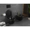 Mexen Lena WC-Schale Rimless mit softschließendem Slim-Sitz, Duroplast, schwarz matt/goldene Linie - 30224075