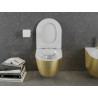 Mexen Lena inodoro wc Rimless con asiento de cierre suave slim, duroplast, blanco/dorado patrón líneas - 30224007