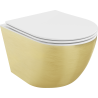 Mexen Lena randloze wc-pot met slim zacht sluitende zitting, duroplast, wit/goud lijn patroon - 30224007