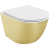 Mexen Lena WC-Schüssel Rimless mit langsam schließendem Slim-Sitz, Duroplast, weiß/golden Linienmuster - 30224007