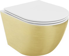 Mexen Lena Rimless WC Bowl with Slow-Close Slim Seat, Duroplast, White/Gold Line Pattern - 30224007
