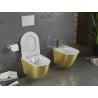 Mexen Lena miska wc Rimless z deską wolnoopadającą slim, duroplast, biała/złota wzór linie - 30224007