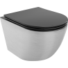 Mexen Lena cuvette WC sans rebord avec abattant à descente lente slim, duroplast, noir mat/motif lignes argent - 30224073