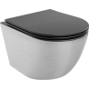 Mexen Lena wc-pot Rimless met softclose slim zitting, duroplast, zwart mat/zilver lijnpatroon - 30224073