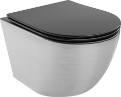 Mexen Lena WC-Schüssel Rimless mit Soft-Close Slim Sitz, Duroplast, Schwarz Matt/Silbernes Linienmuster - 30224073