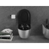 Mexen Lena taza WC sin bordes con asiento de cierre lento slim, duroplast, negro mate/patrón plateado líneas - 30224073