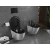 Mexen Lena WC senza bordo con sedile a chiusura rallentata slim, duroplast, nero opaco/motivo linee argento - 30224073