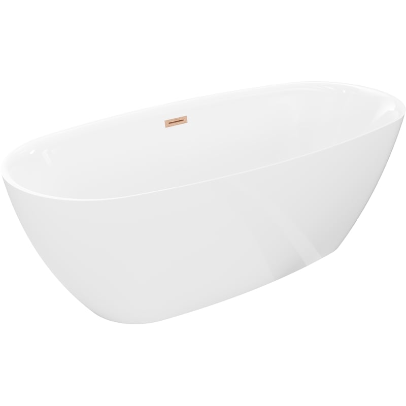 Mexen Luvo Slim wanna wolnostojąca 170 x 75 cm, biała, przelew miedź szczotkowana - 52801707500-65