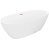 Mexen Luvo Slim freistehende Badewanne 170 x 75 cm, weiß, Überlauf gebürstetes Kupfer - 52801707500-65