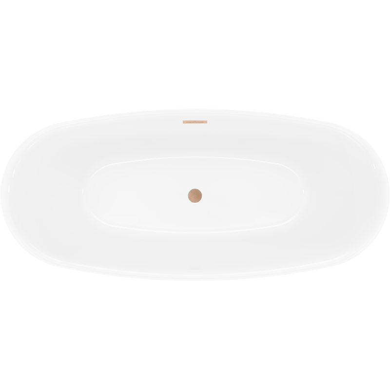 Mexen Luvo Slim banheira independente 170 x 75 cm, branca, transbordamento em cobre escovado - 52801707500-65