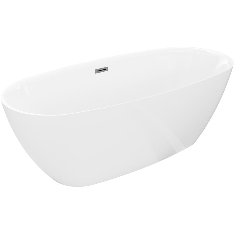 Mexen Luvo Slim wanna wolnostojąca 170 x 75 cm, biała, przelew gun gray szczotkowany - 52801707500-66