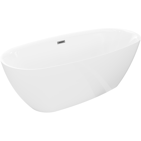 Mexen Luvo Slim wanna wolnostojąca 170 x 75 cm, biała, przelew gun gray szczotkowany - 52801707500-66