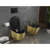 Mexen Lena wc-pot Rimless met langzaam vallende slanke zitting, duroplast, zwart mat/gouden lijnpatroon - 30224077