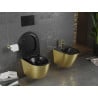 Mexen Lena WC sospeso senza brida con sedile a caduta lenta slim, duroplast, nero opaco/motivo linee dorate - 30224077