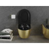 Mexen Lena inodoro Rimless con asiento de cierre suave slim, duroplast, negro mate/dorado diseño de líneas - 30224077