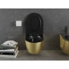 Mexen Lena miska wc Rimless z deską wolnoopadającą slim, duroplast, czarna mat/złota wzór linie - 30224077