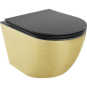 Mexen Lena wc-pot Rimless met langzaam vallende slanke zitting, duroplast, zwart mat/gouden lijnpatroon - 30224077