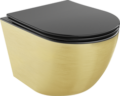 Mexen Lena cuvette wc Rimless avec abattant slim à descente progressive, duroplast, noir mat/motif lignes dorées - 30224077