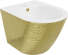 Mexen Lena bidé suspenso, padrão branco/dourado escamas - 35224808