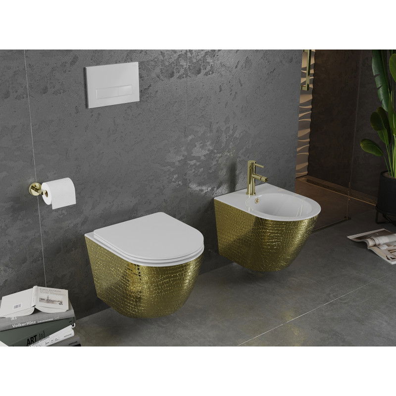 Mexen Lena hangende bidet, wit/gouden schubbenpatroon - 35224808