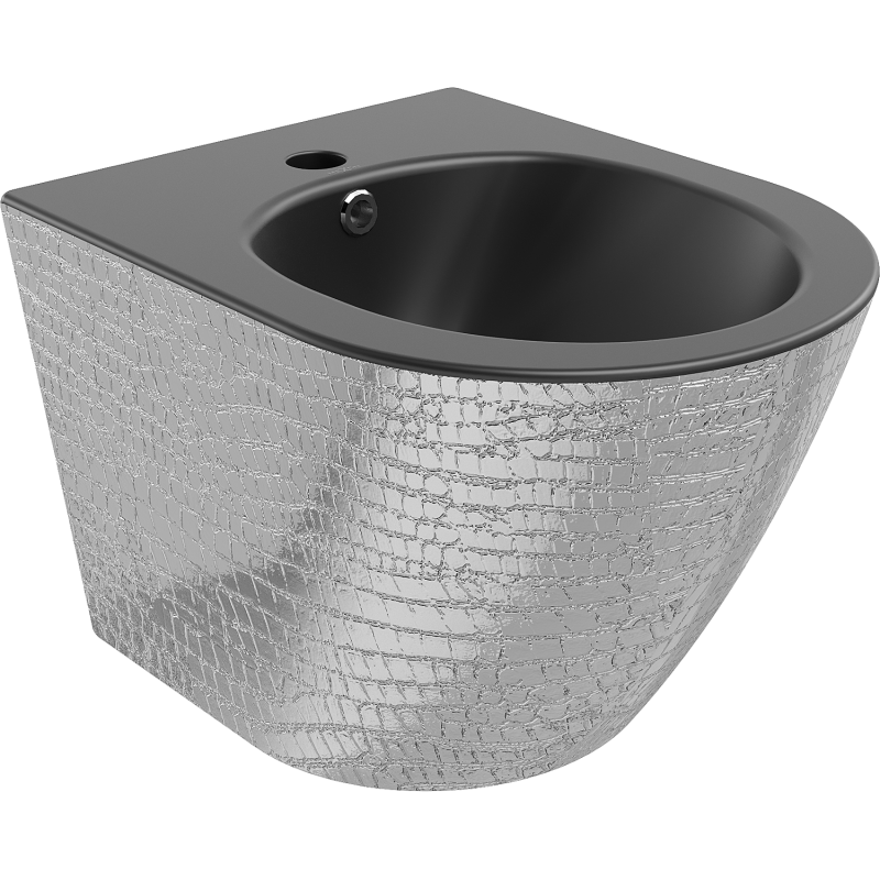 Mexen Lena bidet sospeso, nero opaco/motivo argento scaglie - 35224872