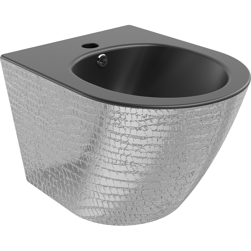 Mexen Lena hängendes Bidet, mattschwarz/silbernes Schuppenmuster - 35224872