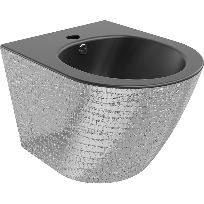 Mexen Lena zwevend bidet, zwart mat/zilver schubbenpatroon - 35224872