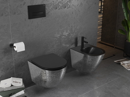 Mexen Lena hangend bidet, zwarte mat/zilveren schubben patroon - 35224872