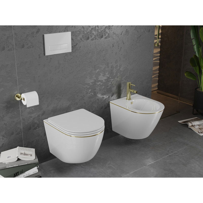 Mexen Lena bidet hangend, wit/gouden lijn - 35224805
