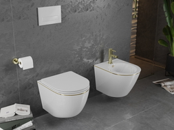 Mexen Lena wall-mounted bidet, white/gold line - 35224805