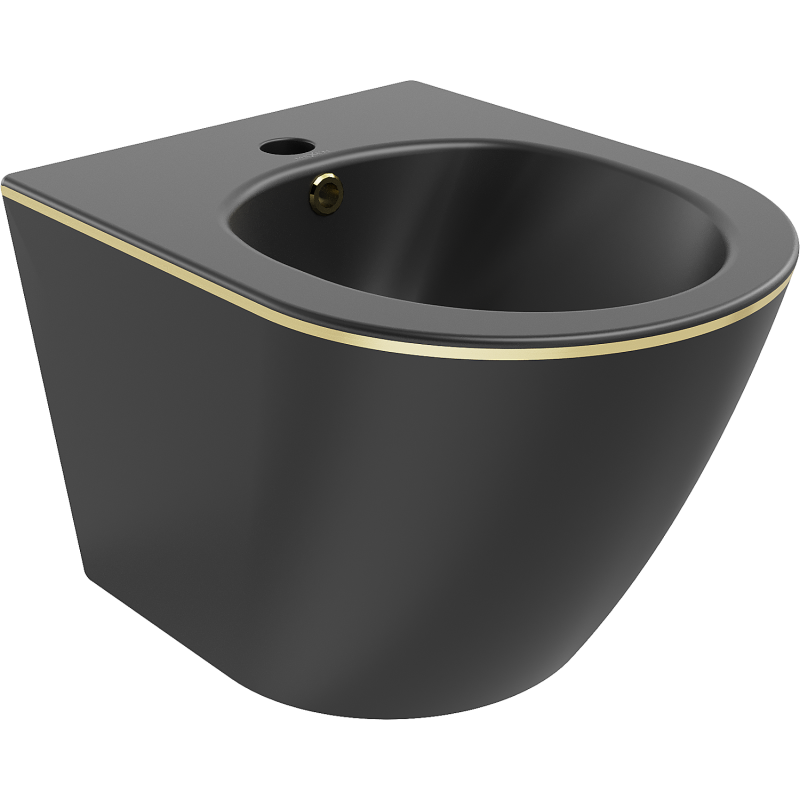 Mexen Lena Wand-Bidet, Schwarz Matt/Goldene Linie - 35224875