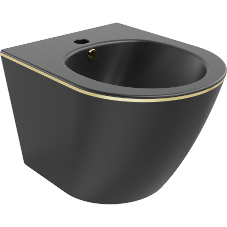 Mexen Lena wall-mounted bidet, matte black/gold line - 35224875