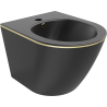 Mexen Lena wall-mounted bidet, matte black/gold line - 35224875