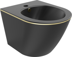 Mexen Lena wandmontéierten Bidet, schwaarz matte/golden Linn - 35224875
