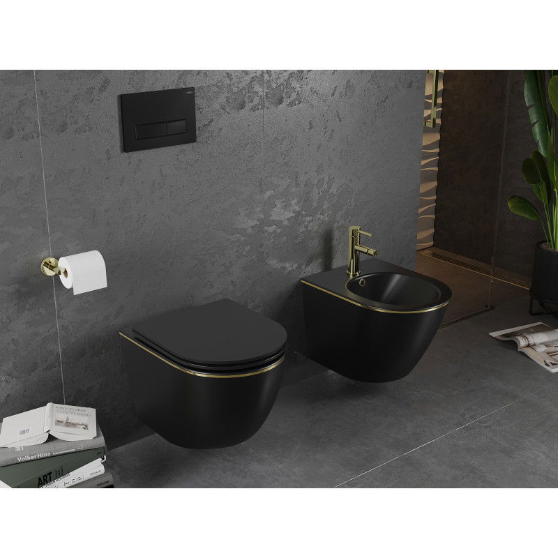 Mexen Lena hangend bidet, zwart mat/gouden lijn - 35224875