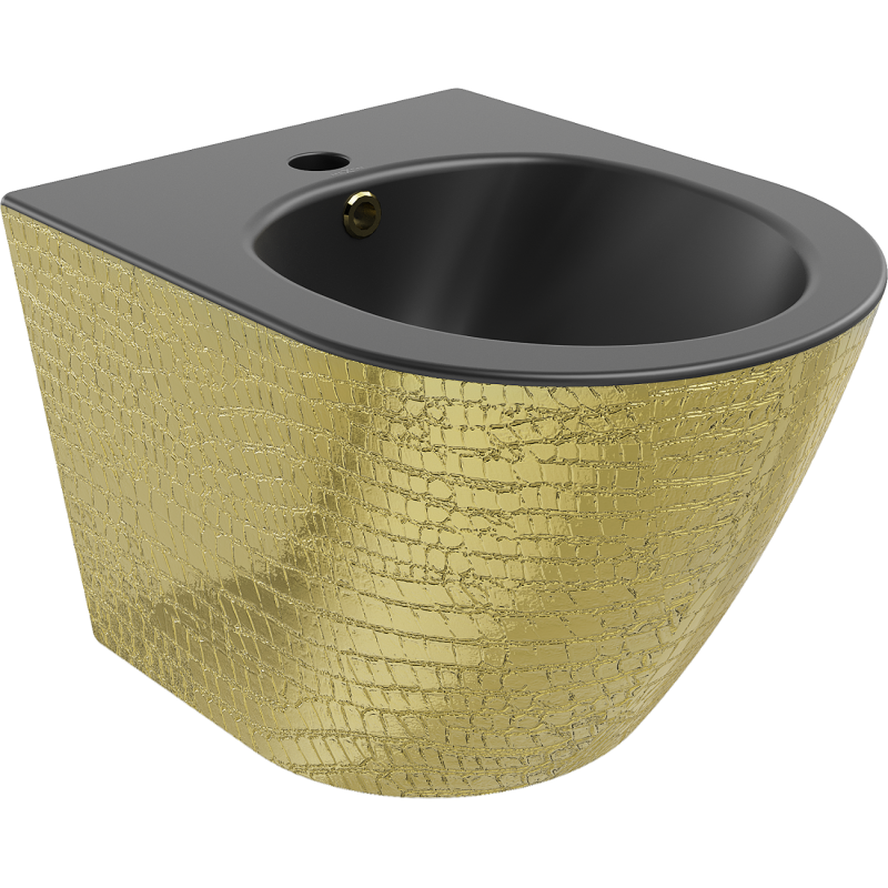 Mexen Lena hanging bidet, matte black/golden scale pattern - 35224878